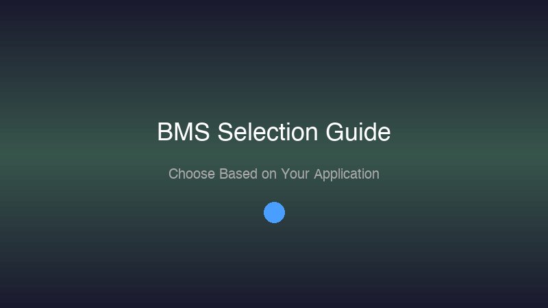 BMS selection guide showing which BMS to choose based on application and budget