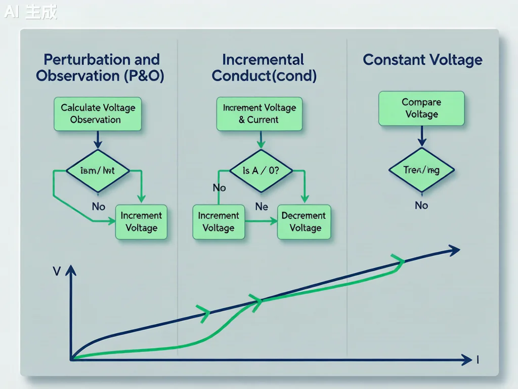 MPPT algorithm comparison: P&O vs Incremental Conductance vs Constant Voltage methods