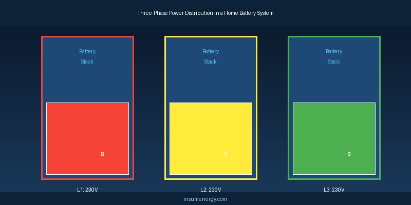Three-phase power distribution diagram home battery storage system