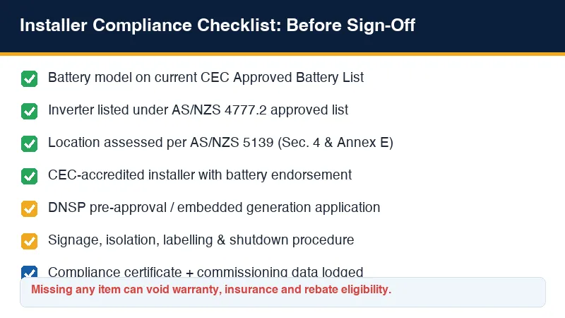 CEC accredited installer compliance checklist