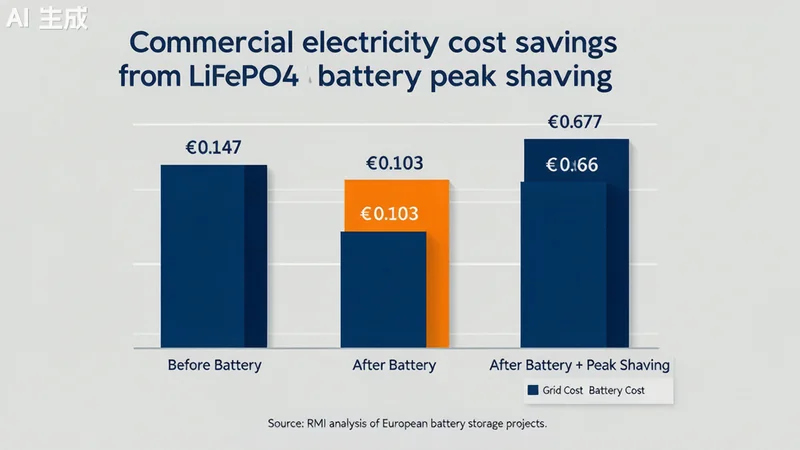 Commercial electricity cost savings LiFePO4 battery peak shaving bar chart