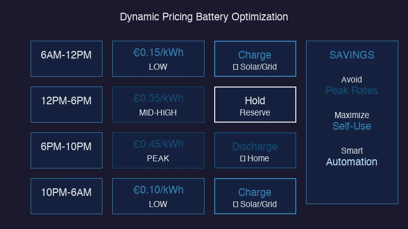 LiFePO4 battery optimization with dynamic electricity pricing showing charge and discharge timing