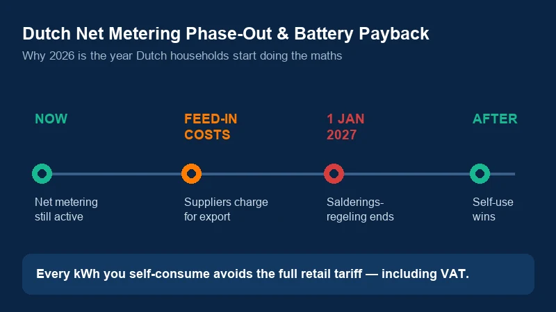 Dutch net metering salderingsregeling ends 2027 home battery payback timeline