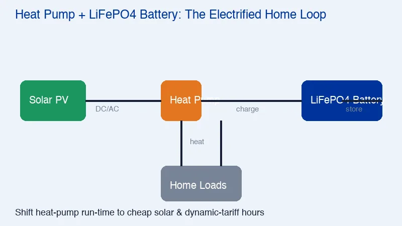 EU heat pump LiFePO4 battery combo 2026 - how dynamic electricity tariffs and F-Gas regulation create home energy storage opportunity