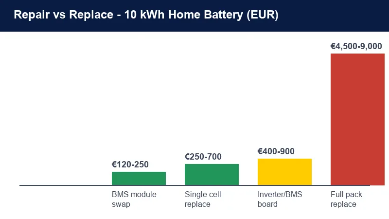 EU home battery repair versus full replacement cost comparison 2026 in EUR