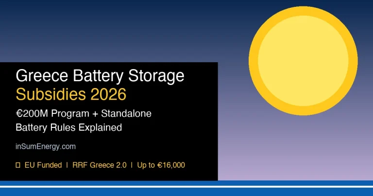Greece battery storage subsidies 2026 - solar panels and LiFePO4 battery installation