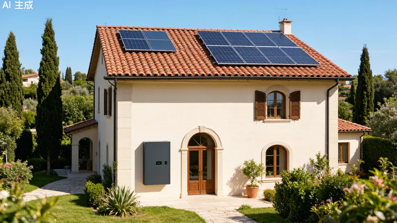 Italian villa with rooftop solar and home battery storage 2026