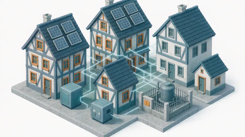 EU energy sharing neighbourhood - houses sharing solar power and home batteries under Article 15a